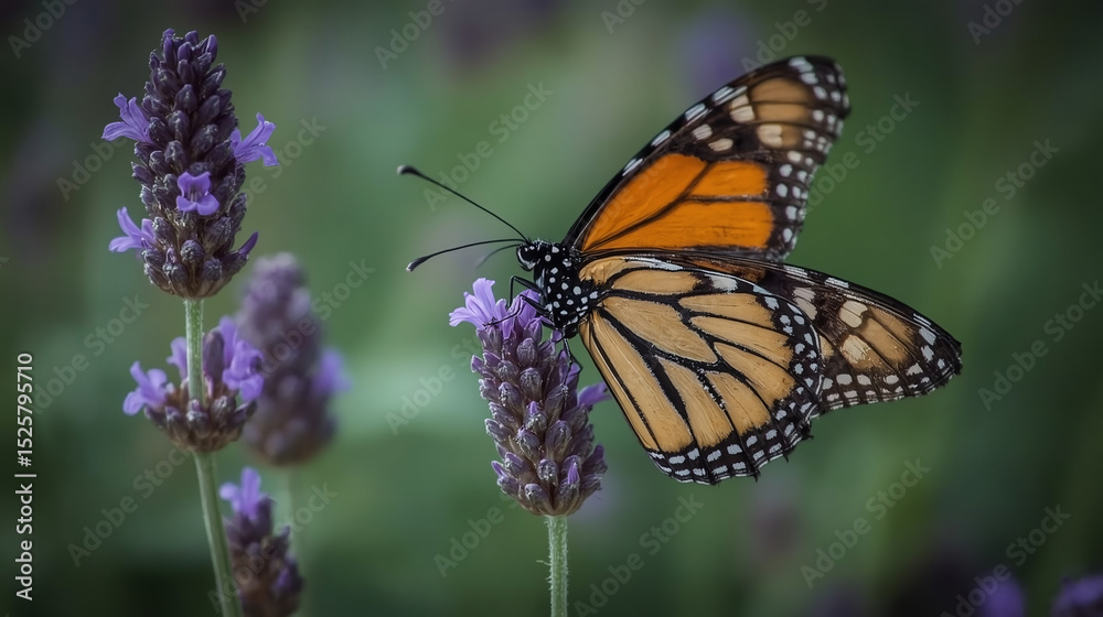 Obraz premium Monarch Butterfly on Lavender Flower in Bloom
