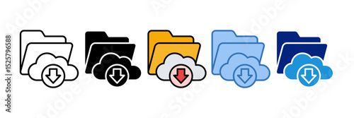 Cloud Folder Download Icon Element For Design