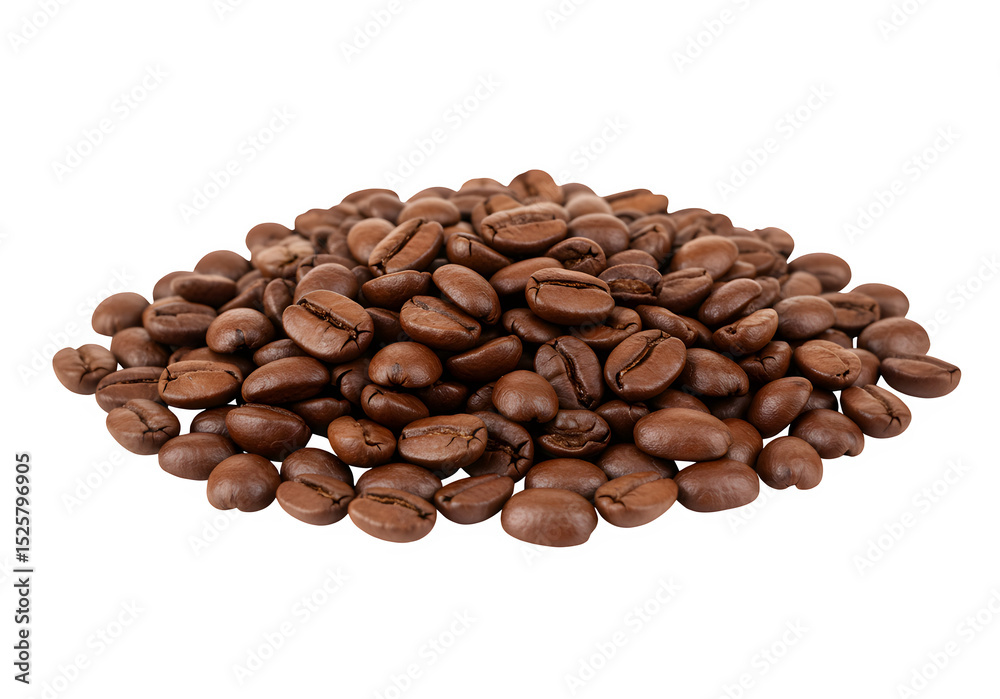 Naklejka premium Coffee beans pile isolated on white or transparent background. PNG