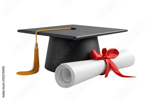 Graduation Cap and Diploma. Academic Success and Achievement. Celebrate Graduation with Style.