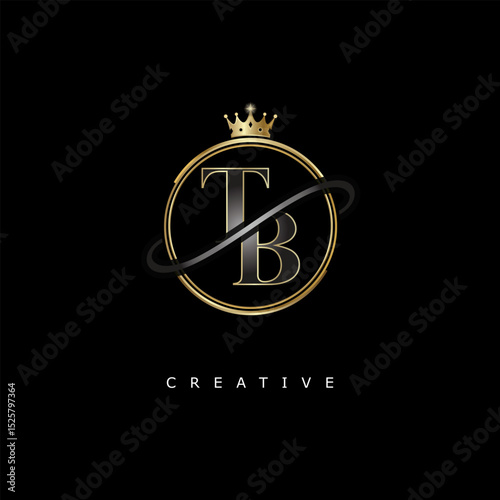 TB Luxury Creative Logo – Elegant Gold Monogram Letter mark with Crown, Circle & Royal Style for Fashion, Boutique, Jewelry, Branding & Premium Identity Design