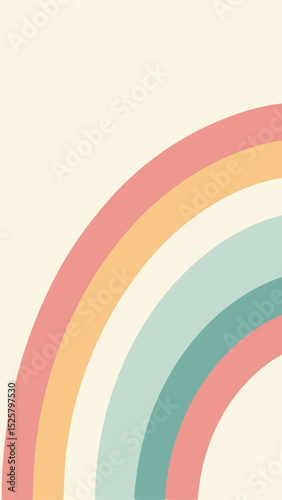 Artistic pastel rainbow illustration with retro style for graphic design projects
