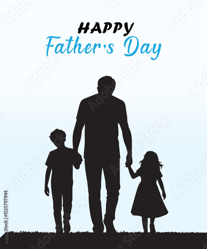 Happy Father's day silhouette poster design template