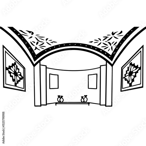Interior Space Line Art Vector Illustration Architectural Design