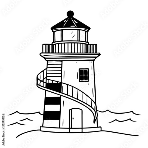 Lighthouse Vector Illustration Coastal Nautical Design Graphic
