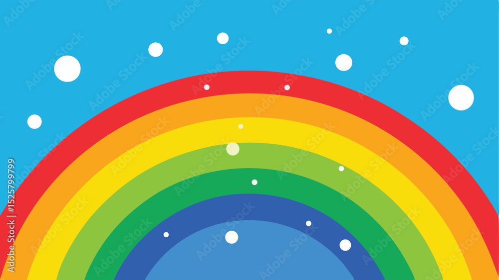 Obraz premium Colorful rainbow illustration with floating circles on a light blue background design