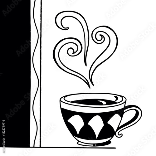 Steaming Cup of Coffee Vector Illustration Elegant Design
