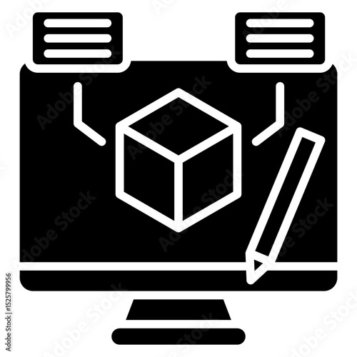 Prototype mini illustration glyph icon, use for research and development, education, industry, UI, UX kit, app and web development, digital or print.