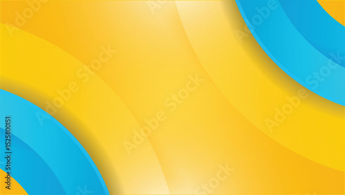 Abstract Yellow And Blue Gradient Background With Curved Shapes