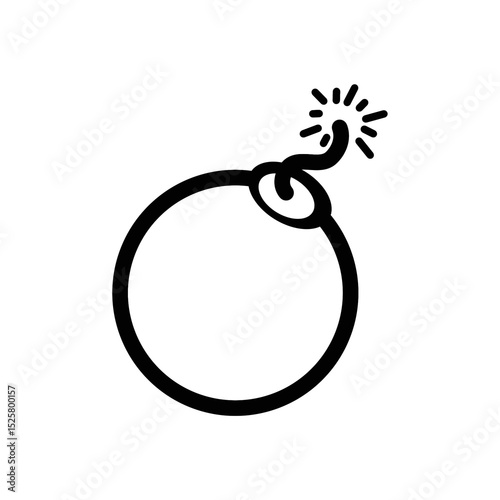 bomb cannonball outline illustration on transparent background