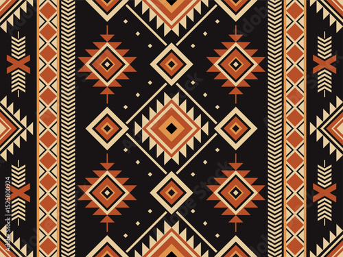 Fabric pattern, seamless ethnic geometric pattern, tribal background