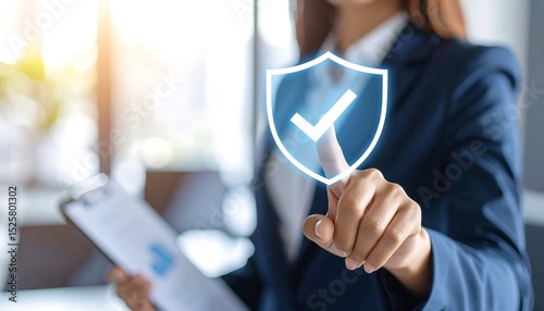 Confidential documents being approved by a compliance officer with a shield check icon