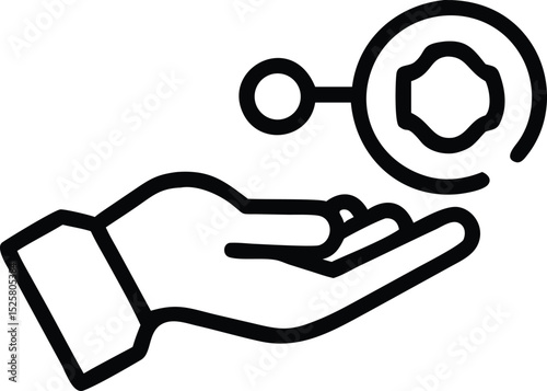 Black silhouette of a robotic hand offering a coin representing automation