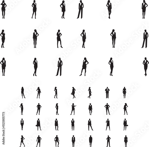 Businesswoman Silhouettes – Standing Pose Vector Collection