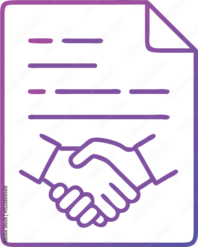 Business agreement icon with handshake and contract on transparent background Business agreement icon with handshake and contract on transparent background