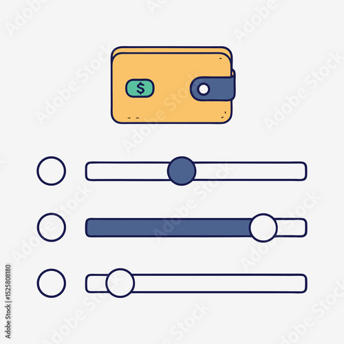 Conceptual illustration of financial controls and dollar sign within a simple wallet icon