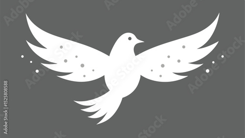 Simple white dove illustration in flight suitable for peace and freedom concepts