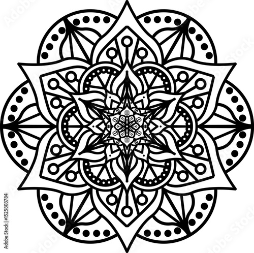 Mandala. Vintage Round Ornament Pattern. Stylized Ornamental Flower. Decorative element for any kind of design. Coloring book.