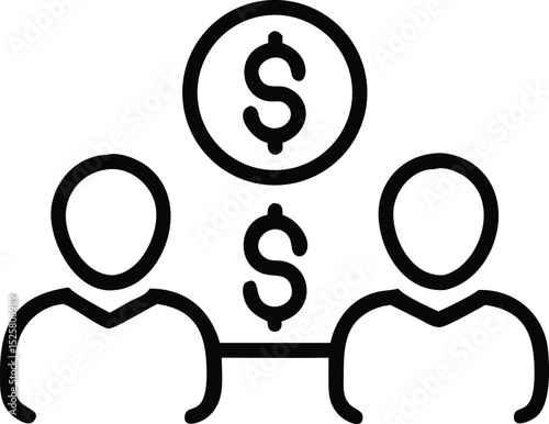 Creditors silhouette design depicting three people holding coins in a financial context