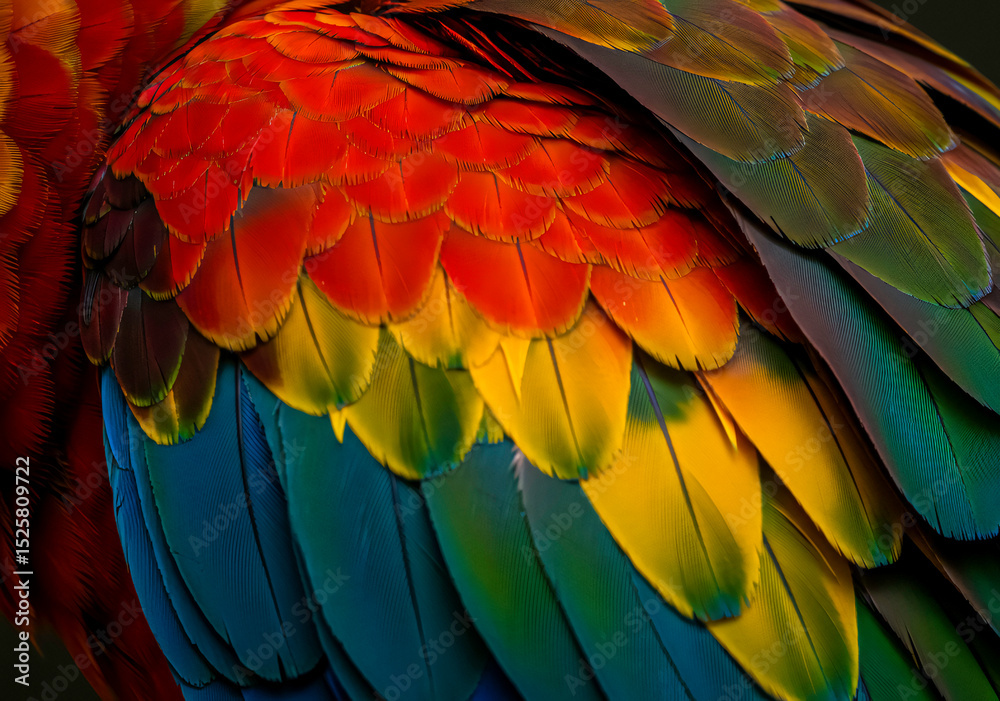 Obraz premium Macaw Parrot Feather Macro