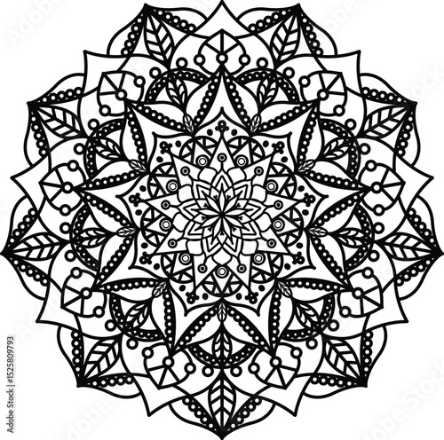 Mandala. Vintage Round Ornament Pattern. Stylized Ornamental Flower. Decorative element for any kind of design. Coloring book.