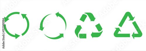 Recycle icons set sign and symbol. Recycle sign or Packaging sign.  International symbol used on packaging to remind people to dispose. Variety colors Recycle and Packing types of a design. 