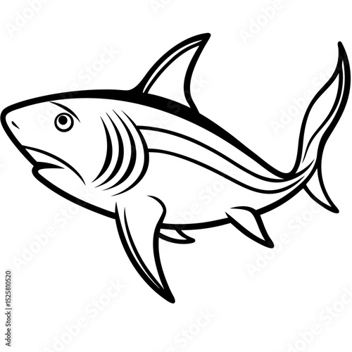 Minimal Bull Shark Vector on White