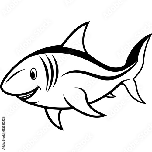 Minimal Bull Shark Vector on White