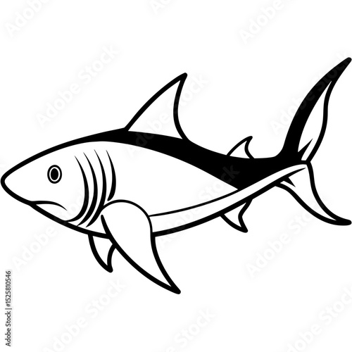 Minimal Bull Shark Vector on White