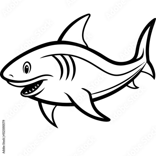 Minimal Bull Shark Vector on White