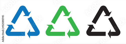 Recycle icons set sign and symbol. Recycle sign or Packaging sign.  International symbol used on packaging to remind people to dispose. Variety colors Recycle and Packing types of a design. 