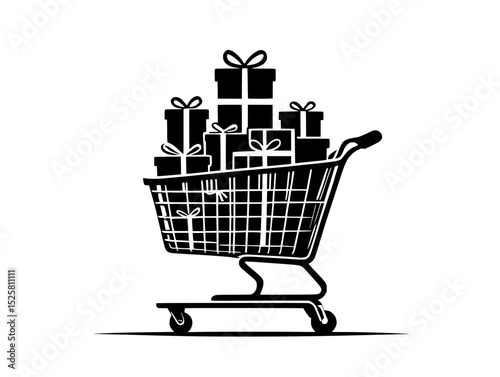 shopping cart with gift boxes