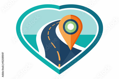 gps navigation with curved road and destination