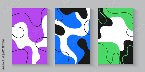 creative cover banner and flayer background. Simple soft light backdrop on blue, purple, green, white, and yellow. Minimalist style cover template design for poster, social post and cover book.