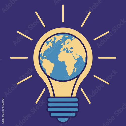 Earth inside a light bulb illustrating global ideas and environmental awareness