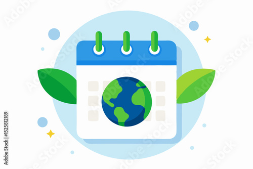 eco calendar earth day leaf icon