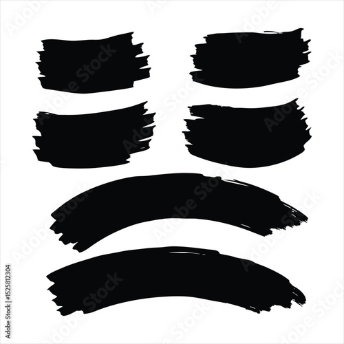 Abstract Black Brush Strokes Set: Rough Edges for Design, ai generated