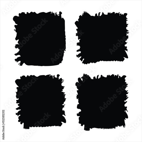 Abstract Black Brush Strokes Set: Rough Edges for Design, ai generated