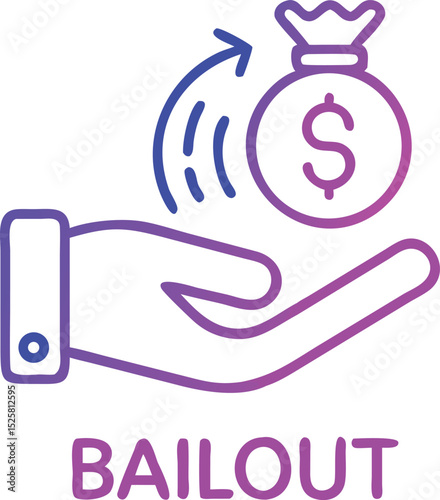 Financial bailout concept in purple and blue with transparent background