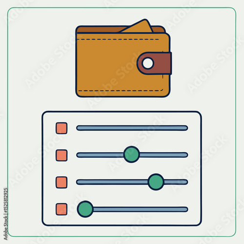 Financial control concept illustrated with wallet and adjustment sliders in digital format