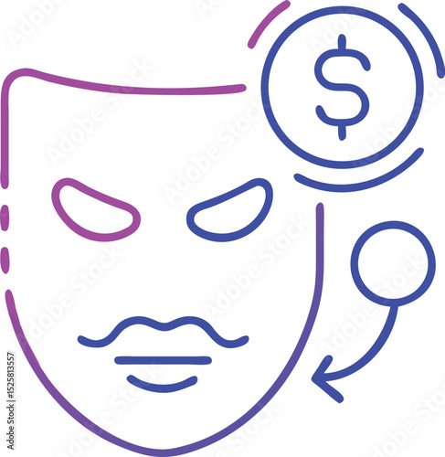 Financial mask and dollar sign concept representing business deception and profit