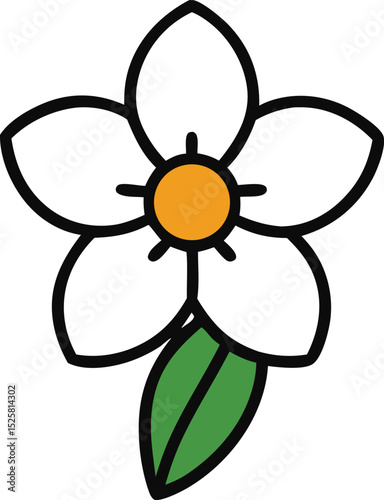 Waxflower Icon Black Outline on White Background – Minimal Floral Vector