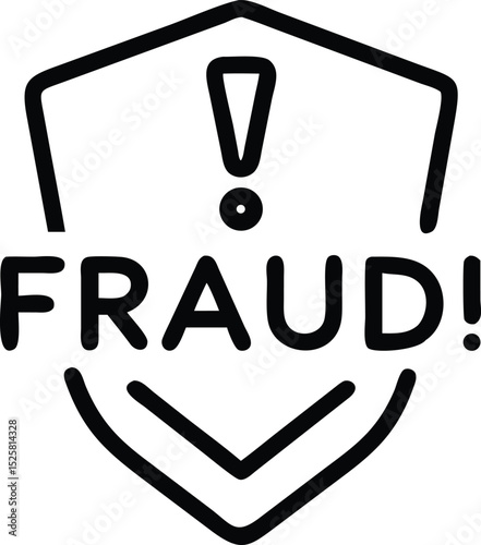 Fraud prevention shield silhouette with exclamation symbol alerting danger