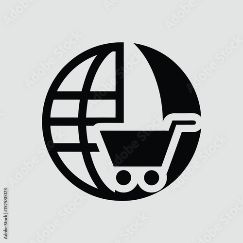 Global e-commerce concept illustrating worldwide shopping cart and online trading