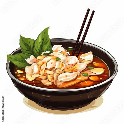 an AI Image Generator, Delicious Bowl of Spicy Soup Topped