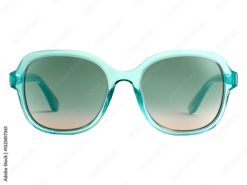 Close up of light blue sunglasses on a white or transparent background. Close up of light blue sunglasses on a white or transparent background.
