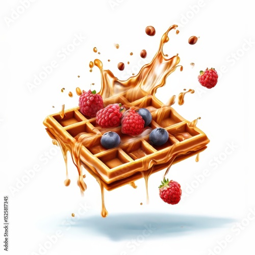 an AI Image Generator, Waffle with Fresh Berries and Syrup