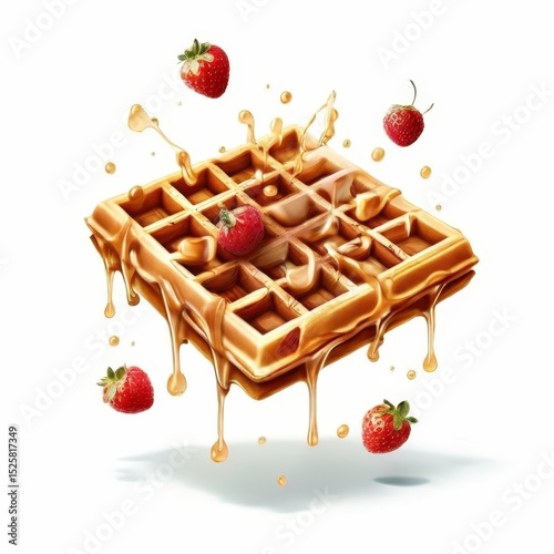an AI Image Generator, Waffle with Fresh Berries and Syrup