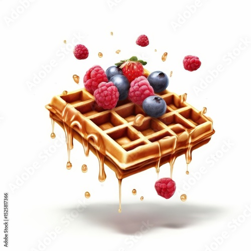 an AI Image Generator, Waffle with Fresh Berries and Syrup