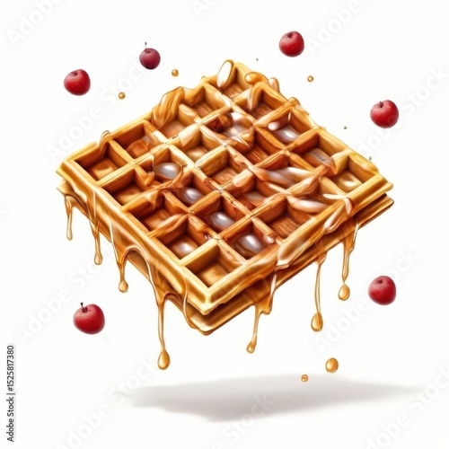 an AI Image Generator, Waffle with Fresh Berries and Syrup